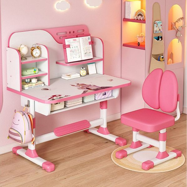 TUWENA Kinderschreibtisch Kinder-Schreibtisch und Stuhl-Set, Höhenverstell Schul-Lerntisch-Stuhl, Ergonomisch Schreibtischstuhl mit große Schreibtafel Stauraum Fußpedal