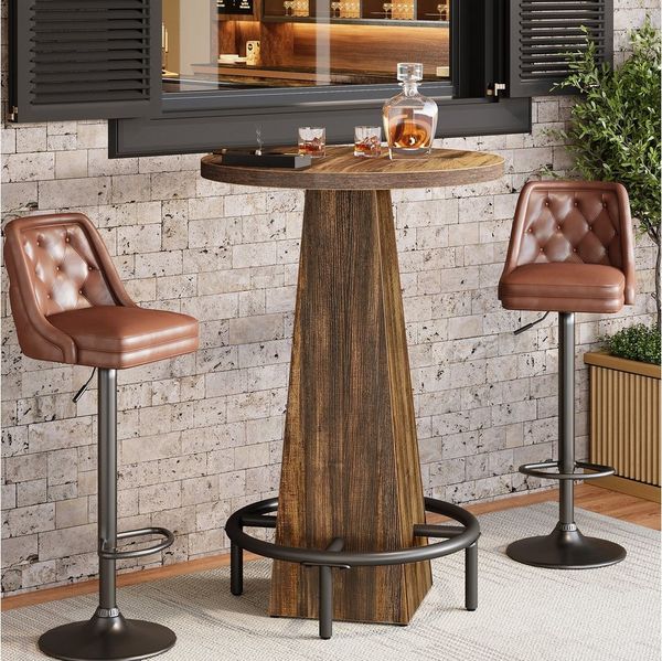 Tribesigns Bartisch 95cm hoher runder Stehtisch, Bistrotisch, Küchentisch, für kleine Bars