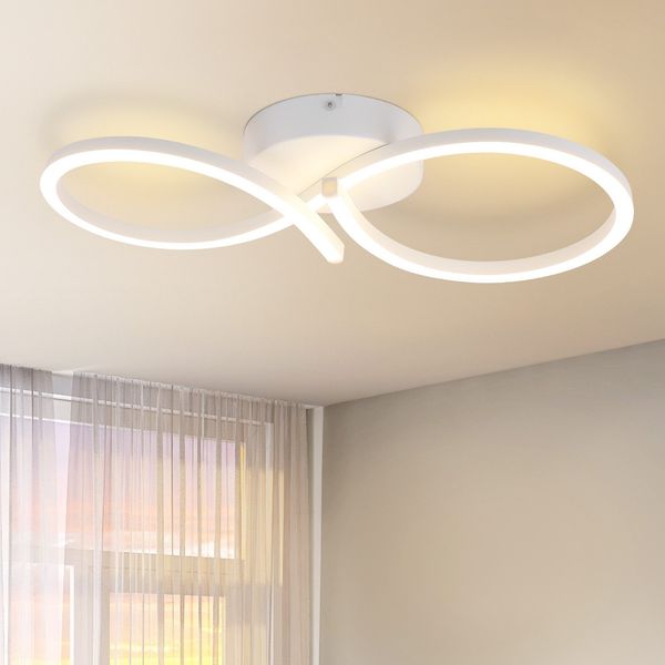 ZMH Deckenleuchte LED Deckenlampe Schlafzimmer - 24W Küchenlampe Moderne Kreative Design Wohnzimmerlampe 3000K Warmweiß Flurlampe Schlafzimmerlampe Weiß Deckenlampen für Esszimmer Kinderzimmer