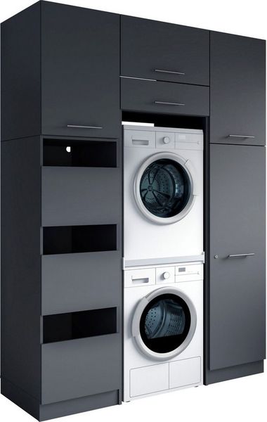 Laundreezy Mehrzweckschrank-Set Laundreezy, 6-tlg. Mehrzweckschrank-Set B/H/T 168/238/68 cm, (6-St), Breite 168 cm, Soft-Close-Funktion, höhenverstellbare Füße