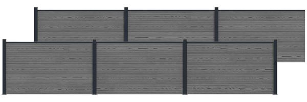 vidaXL Zaunelement 6 pcs WPC und Aluminium Grau 3429443