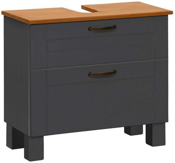 Home affaire Waschbeckenunterschrank Rodby FSC®-zertifiziertes Massivholz, Griffe Metall, Breite 60cm, Höhe 55cm
