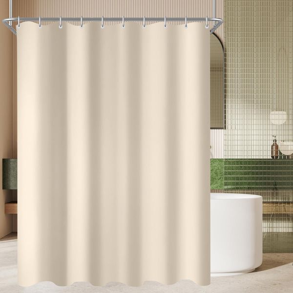 Duschvorhang 170x180 cm Beige Antischimmel Wasserabweisend Polyester Stoff