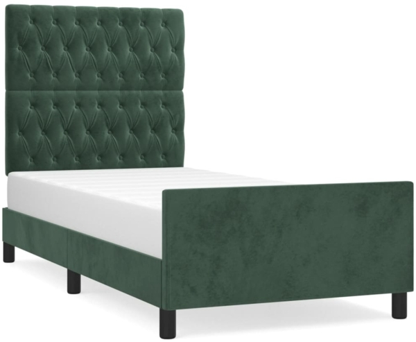 vidaXL Bettgestell ohne Matratze Dunkelgrün 90x190 cm Samt 3125913