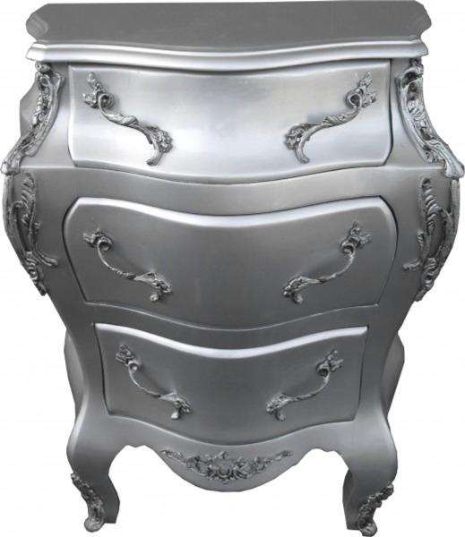 Casa Padrino Barock Kommode Silber B68 H79.5 cm - Handgefertigte Möbel