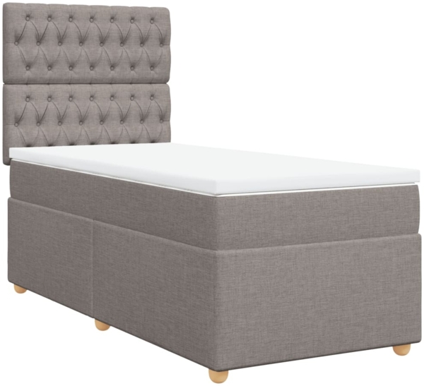 vidaXL Boxspringbett mit Matratze Taupe 100x200 cm Stoff 3293502 Bild 2