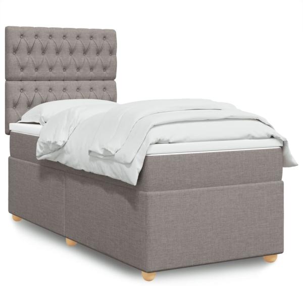 vidaXL Boxspringbett mit Matratze Taupe 100x200 cm Stoff 3293502