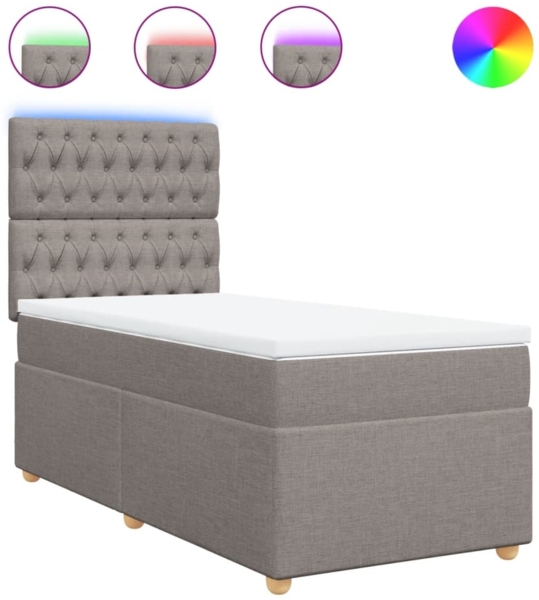 vidaXL Boxspringbett mit Matratze Taupe 100x200 cm Stoff 3293502 Bild 1