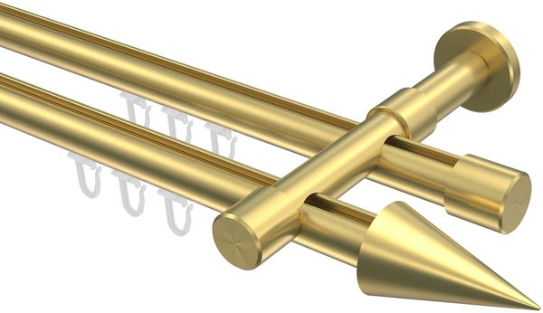 Innenlauf-Gardinenstangen-Set Prestige Savio 100 cm, 2-läufig, 20 mm Ø Messing-Optik