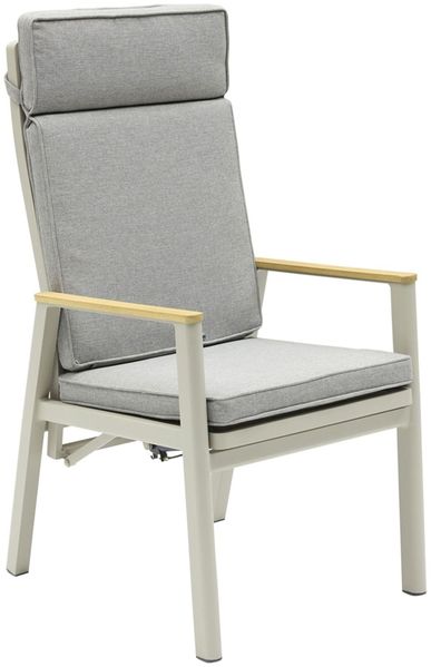 Positionsstuhl Austin Verstellsessel Gartenstuhl Teak-Armlehne Taupe-Grau