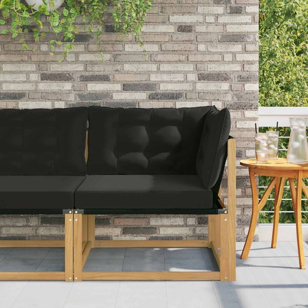 vidaXL Outdoor Ecksofa Massives Akazienholz und Textilene Weiß 901643