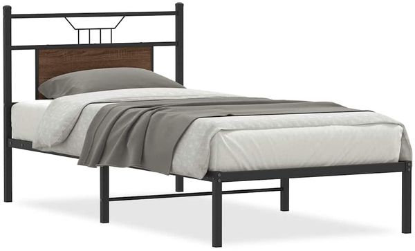 Einzelbettgestell Design für Erwachsene ohne Matratze Braun Eiche 75x190 cm Holzwerkstoff d4165e
