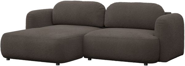 Selsey Tvoya Ecksofa mit Schlaffunktion, Ottomane links, Bouclé Braun