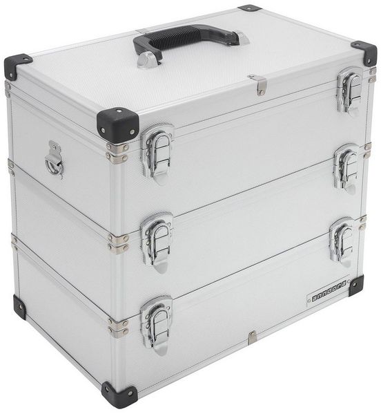 anndora Aufbewahrungsbox Werkzeugkoffer 41 Liter Angelkoffer Etagenkoffer 3 Ebenen Silber Alu