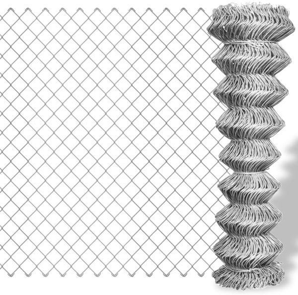 vidaXL Maschendrahtzaun Verzinkter Stahl 25×1,25 m Silbern 141492