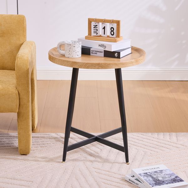 Beistelltisch 55x60 cm – minimalistischer runder Tisch aus MDF und Metall