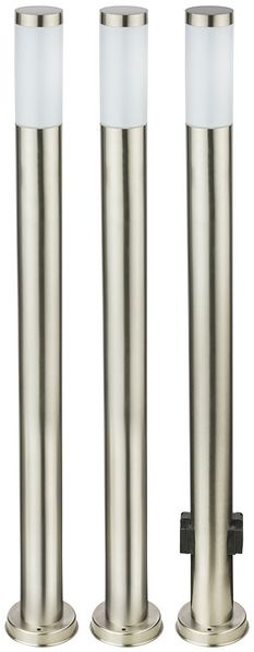 3x LED Außen Säulen Stehlampen, Stromverteiler Edelstahl