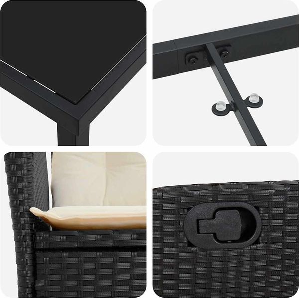 vidaXL Garten Essgruppe mit Kissen 5 pcs Schwarz Poly-Rattan 3380478 Bild 6