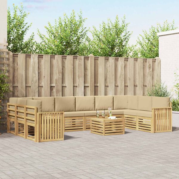 vidaXL Outdoor-Sofagarnitur 11 pcs Weiß und Beige 59 x 59 x 37 cm 3392623