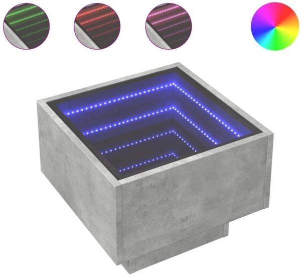 vidaXL Beistelltisch mit LED Betongrau 40x40x30 cm Holzwerkstoff 847500