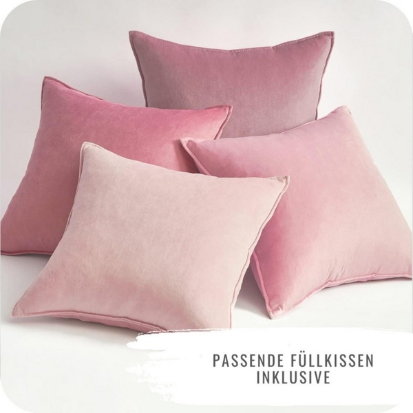 Interior by Hakito Dekokissen 4er Set Kissenbezüge inklusive Füllkissen Set Sami Samt weich, Kissenhülle mit Füllung