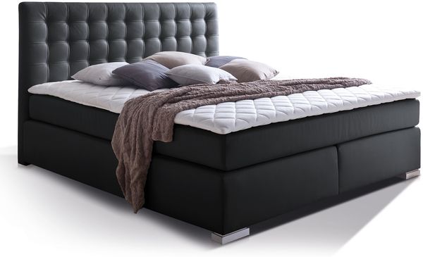 Möbel-Eins ISABELL PLUS Boxspringbett schwarz 160x200 cm, Härtegrad 2+3
