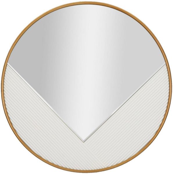 Dmora Spiegel Santelia, Spiegel mit Rahmen, Wanddekorationsartikel, Spiegeldekoration, 80x4 h80 cm, Weiß und Gold