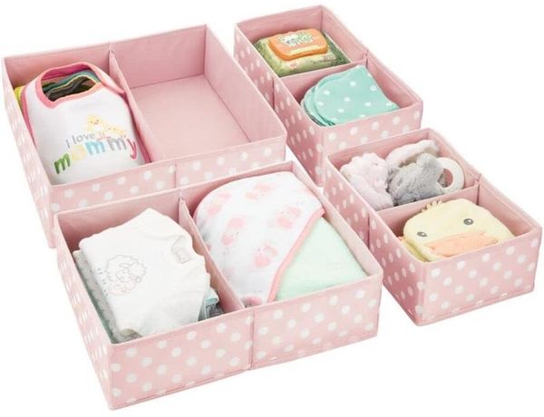 Aufbewahrungsbox Stoffkisten Organizer mDesign 2er Set rosa/weiß gepunktet