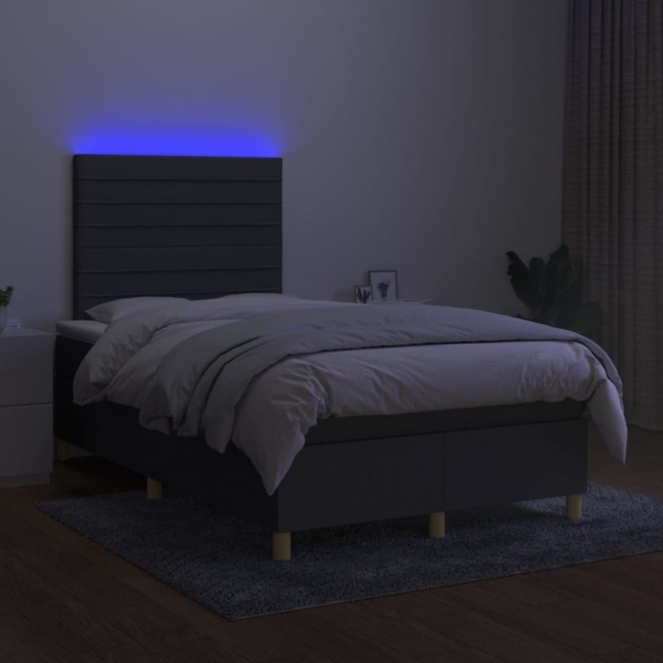 vidaXL Boxspringbett mit Matratze & LED Dunkelgrau 120x200 cm Stoff, Härtegrad: H2 [3135502] Bild 3