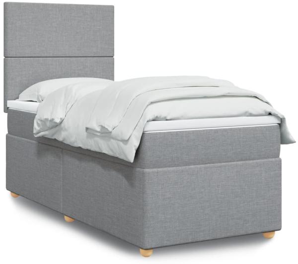 vidaXL Boxspringbett mit Matratze Hellgrau 80x200 cm Stoff 3293400