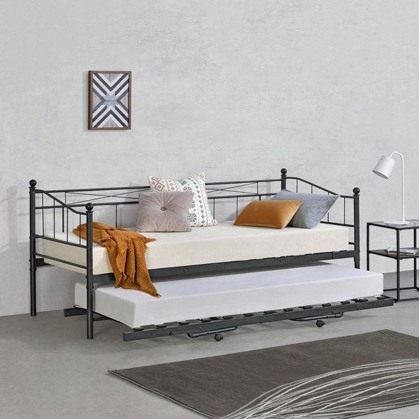 Metallbett Skutskär 90x200cm Schwarz en. casa