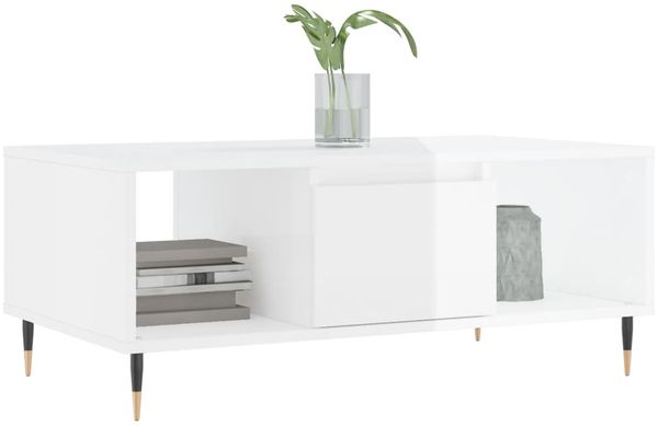 vidaXL Couchtisch Hochglanz-Weiß 90x50x36,5 cm Holzwerkstoff 830582 Bild 3