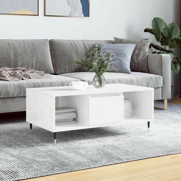 vidaXL Couchtisch Hochglanz-Weiß 90x50x36,5 cm Holzwerkstoff 830582
