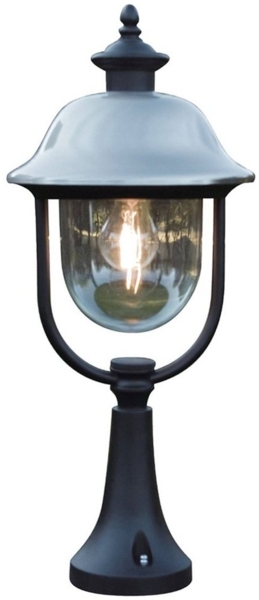 LED Sockelleuchte Laterne außen im Landhausstil, Schwarz-Silber, Höhe 54cm