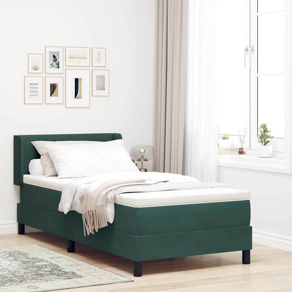 vidaXL Boxspringbett mit Kopfteil Dunkelgrün 200 x 80 cm Samt 3341441