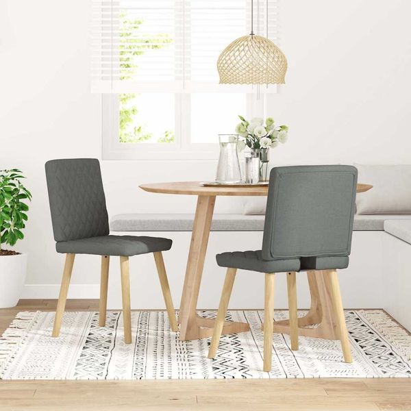vidaXL Esszimmerstühle 2 Stk. Dunkelgrau Stoff 4101122