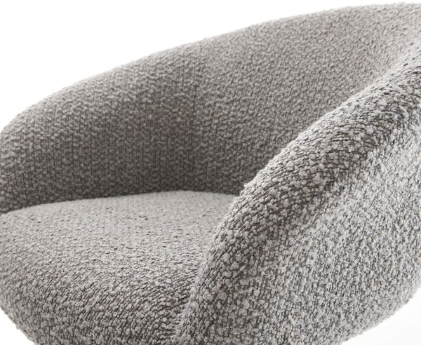 Drehstuhl Vinka-Flex mit Armlehnen Bouclé Silbergrau Kreuzgestell breit Schwarz 360° drehbar Taschenfederkern Bild 4