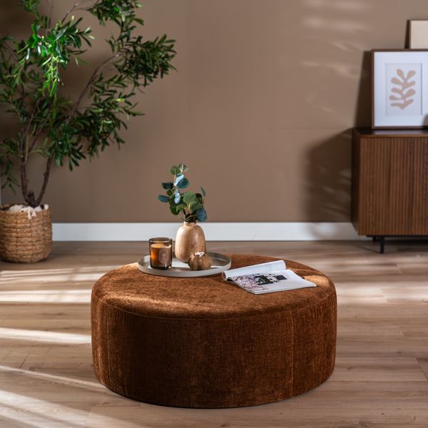 Bronx71 Hocker Elle rund Chenille kupfer ø100 cm