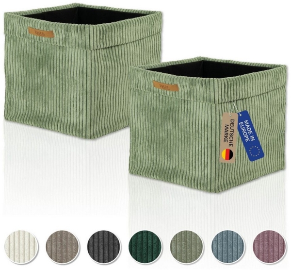 Lycce Regalkorb Kallax Boxen Cord 2er Set salbei, Aufbewahrungsbox faltbar 33x33x31cm (2 St)