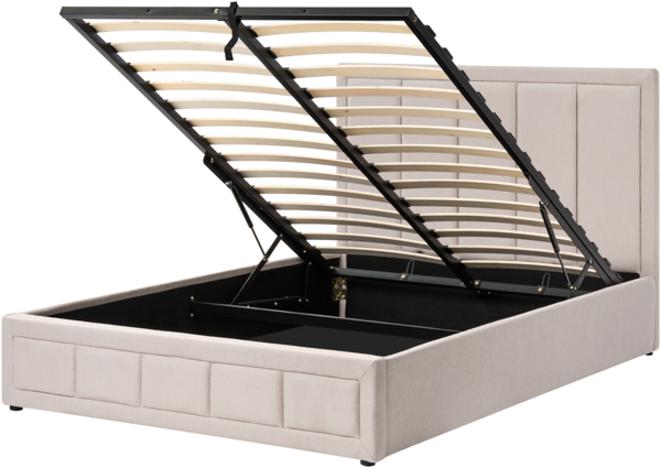 Bett mit Stauraum Stoff QUIBERON 140 x 200 cm Taupe