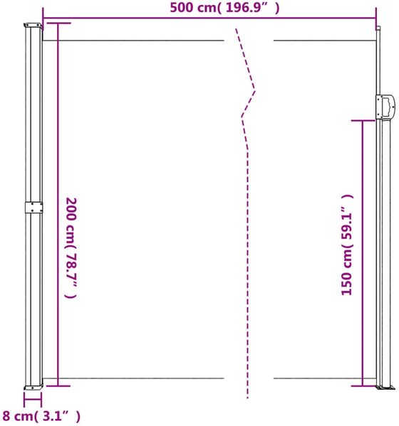vidaXL Seitenmarkise Ausziehbar Schwarz 200x500 cm 4004459 Bild 10