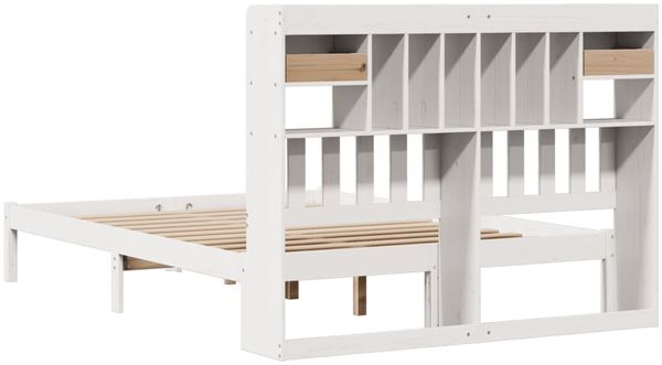 vidaXL Massivholzbett mit Regal ohne Matratze Weiß 160x200 cm Kiefer 3321631 Bild 8