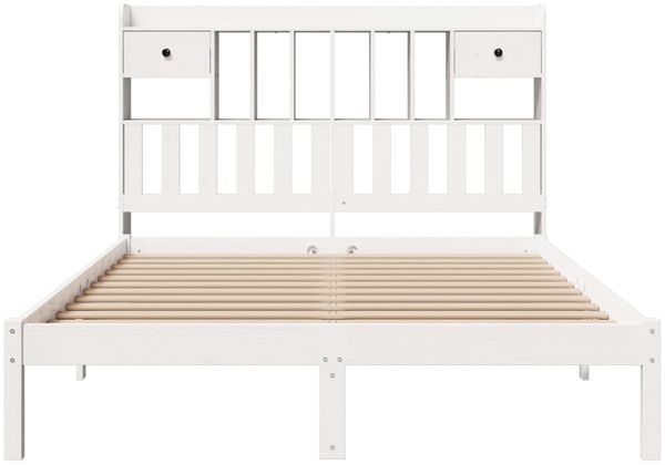 vidaXL Massivholzbett mit Regal ohne Matratze Weiß 160x200 cm Kiefer 3321631 Bild 4