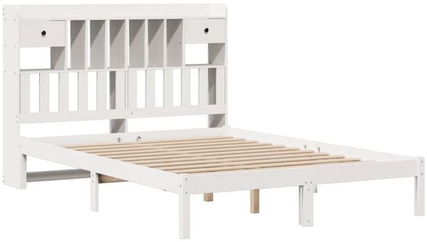 vidaXL Massivholzbett mit Regal ohne Matratze Weiß 160x200 cm Kiefer 3321631 Bild 3