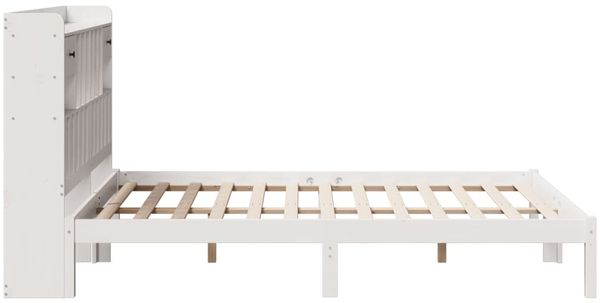 vidaXL Massivholzbett mit Regal ohne Matratze Weiß 160x200 cm Kiefer 3321631 Bild 7