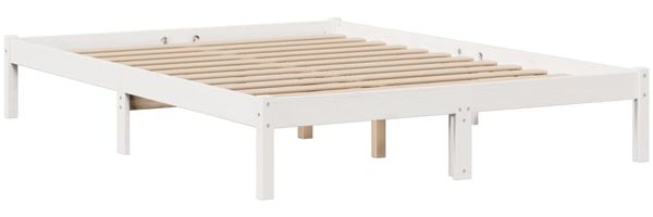 vidaXL Massivholzbett mit Regal ohne Matratze Weiß 160x200 cm Kiefer 3321631 Bild 5