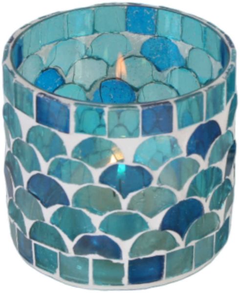 Orientalisches Mosaik Windlicht Athen Hellblau 2 er Set
