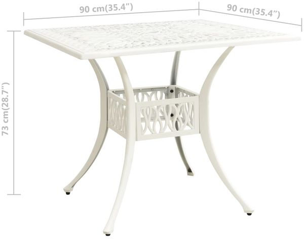 Gartentisch, Balkontisch, Beistelltisch Weiß 90x90x73 cm Aluminiumguss Bild 6