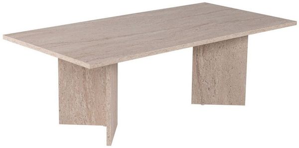 Hanah Home Elegant Coffee Table, Travertine Color, 18 mm Thick | 100% Melamine Coated Particle Board | Stylish Addition for Modern Living Rooms & Spaces