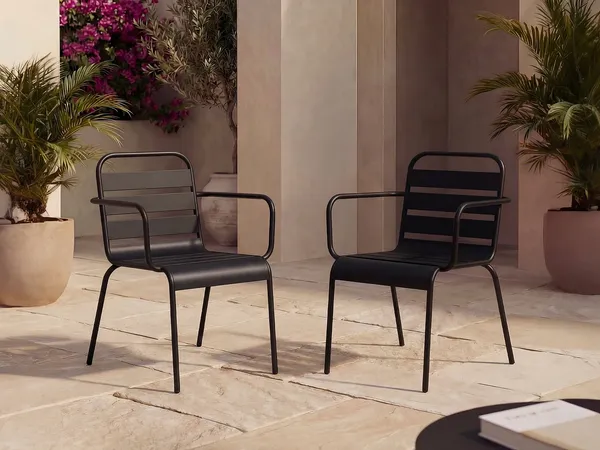 Vente-unique - MIRMANDE Garden dining set Metall Schwarz - B 59 cm x H 79 cm x L 56 cm